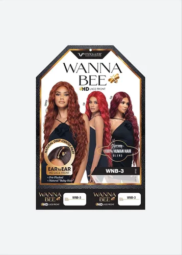 Miniatura 6 de Vivica A. Fox WNB-3, mezcla de cabello humano, peluca de encaje frontal, color 530, vino tinto