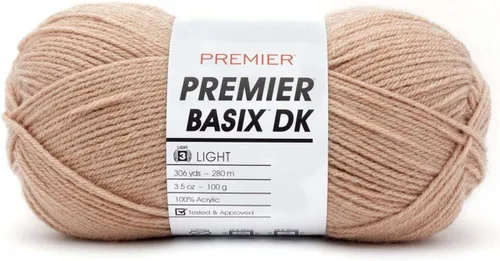 Miniatura 8 de Premier Yarns Basix Hilo DK, hecho de acrílico, hilo ideal para ganchillo y tejido, lavable a máquina, rosa camafeo, 3.5 onzas, 306 yardas Rosa Cameo
