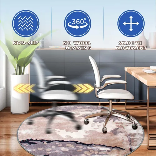 Miniatura 3 de Tapete para silla de oficina de pelo corto, antideslizante, que reduce el ruido, tapete redondo de 47 pulgadas, tapete decorativo para oficina