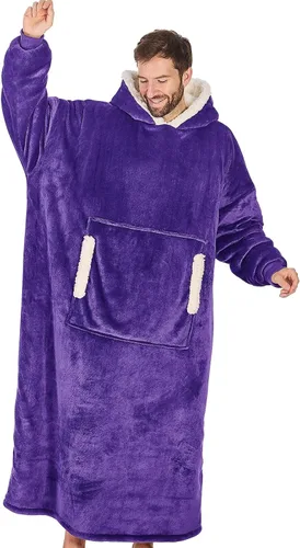 Miniatura 31 de yescool - Cobija con capucha, sudadera de franela de forro polar sherpa para adultos, mujeres y hombres, talla única