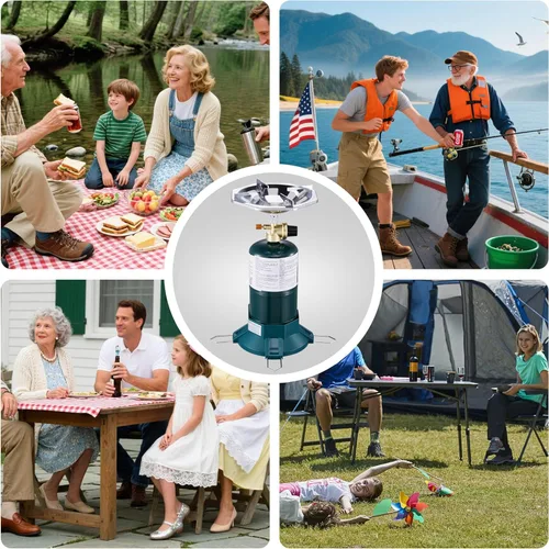 Miniatura 3 de Estufa de propano para acampar con quemador de propano, estufa de propano con parte superior de botella de un solo quemador, llama ajustable