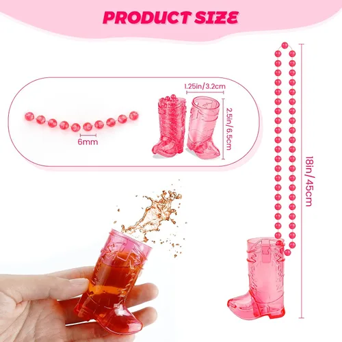 Miniatura 2 de SAIAOKJ 12 vasos de tiro de botas en collar de cuentas, 1 onza de plástico mini de tiro de bota de vaquera, tazas, despedidas de soltera