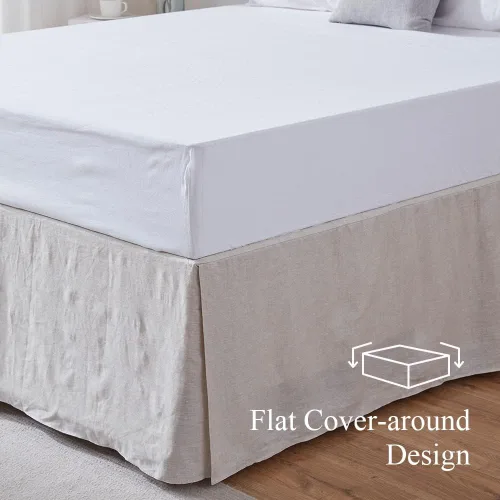 Miniatura 7 de Simple&Opulence - Falda de cama de lino belga con caída a medida de 14 pulgadas, con pliegues, ajuste fácil, transpirable, de lino natural premium