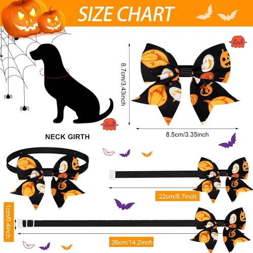 Miniatura 2 de Maitys 40 corbatines de Halloween para perros y gatos, collares básicos de corbatín para cachorros, accesorios para el cuello de gatito, accesorios