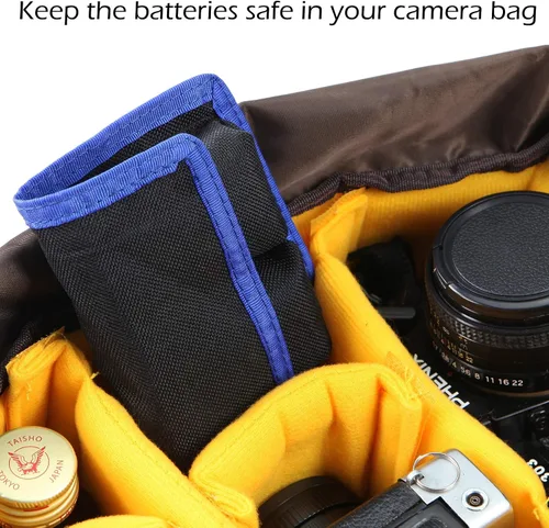 Miniatura 7 de Meking Soporte de batería para cámara DSLR, bolsa / estuche / bolsa (4 bolsillos) para batería AA, batería Canon LP-E6 LP-E8 LP-E10 LP-E12, batería