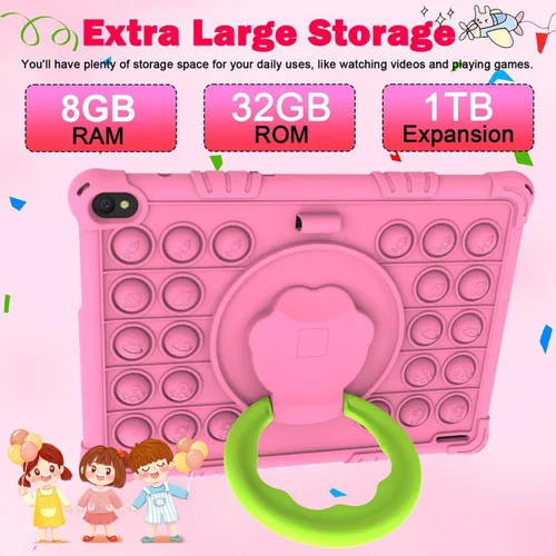 Miniatura 4 de Tablet Android 15 para niños, tabletas de 10 pulgadas para niños, 8 GB RAM 32 GB ROM 1 TB Expand, tableta para niños pequeños con control parental