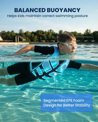 Miniatura 4 de Owntop Chaleco de natación para niños jóvenes Ligero y de secado rápido Hebillas ajustables y cremallera Kayak, entrenamiento de natación