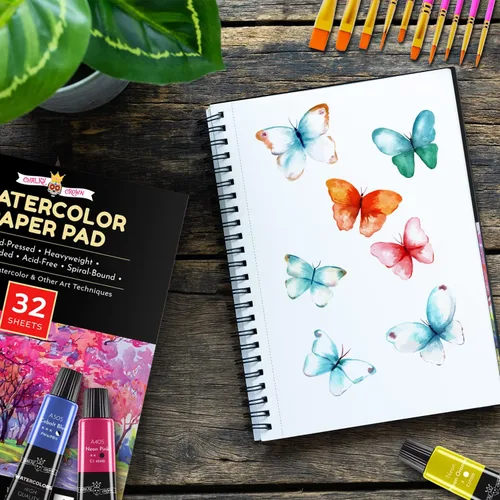 Miniatura 5 de Papel de acuarela de color blanco, paquete de 2 (64 hojas), cuaderno de bocetos de papel de color de agua, bloc de papel de acuarela, cuaderno
