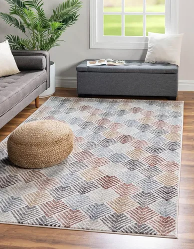 Unique Loom Eco Trellis Collection - Alfombra de área - Osage (rectangular 2 pies 0 pulgadas x 3 pies 0 pulgadas, multicolor / azul)