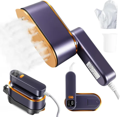 Vaporizador portátil de viaje para ropa de 1200 W, potente vaporizador y plancha 2 en 1, calor rápido de 10 segundos, 4 modos con pantalla LED,