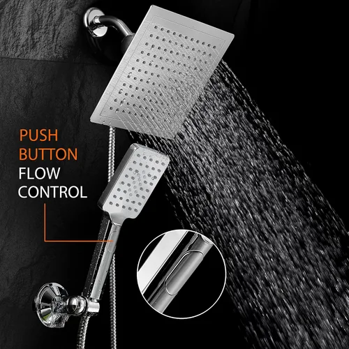 Miniatura 2 de Dream Spa Cabezal de ducha cuadrado de 9 pulgadas / combo de mano para hotel Spa. Práctico control de flujo de botón para una fácil operación