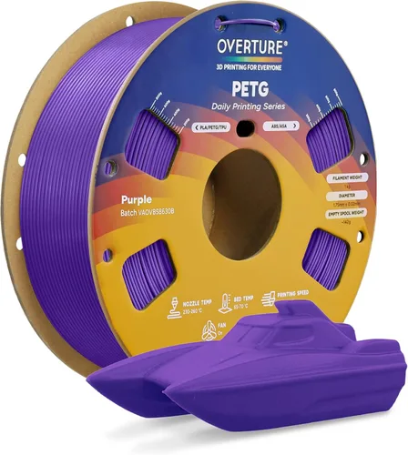 Miniatura 10 de OVERTURE - Filamento PETG de 1/16 de pulgada (1.75 mm) para impresora 3D y FDM, bien enrollado, duradero, carrete de 4.4 libras, dureza firme