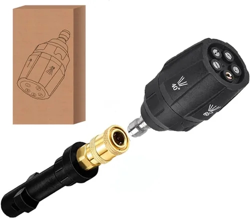Lavadora a presión 5 en 1 Rotación Turbo Punta de boquilla ajustable 4000 psi y 1/4 pulgadas de conexión rápida Adaptador de pistola de lavado a