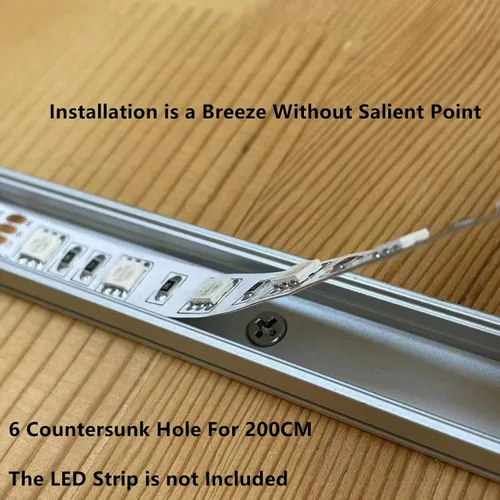 Miniatura 4 de THMOOTHER Difusor de canal LED en forma de U de 6.56 pies preperforado, paquete de 8 perfiles de aluminio con cubierta lechosa, montaje