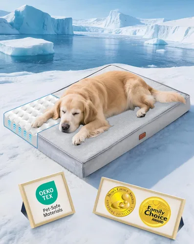 Miniatura 20 de OhGeni Cama ortopédica impermeable para perros pequeños, funda extraíble lavable a máquina en tela fácil de limpiar, espuma de alta densidad y asa