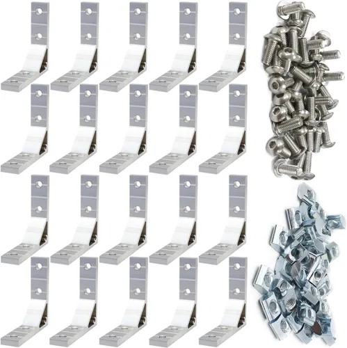 Miniatura 12 de 8Pcs 2020 Extrusión de Aluminio Ranura en T Bracket de Esquina Serie 20 Hardware Extruido Conector Tri 3 Vías con Tornillo de Ajuste para Perfil