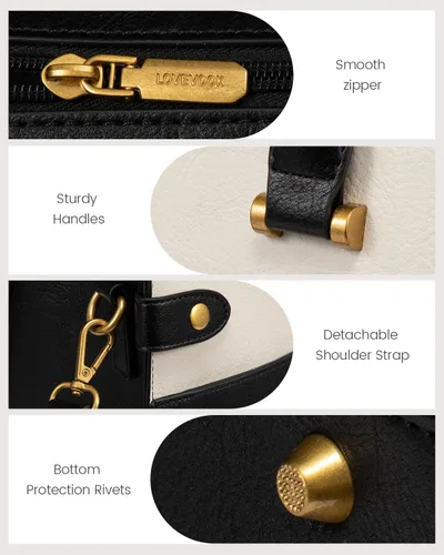 Miniatura 6 de LOVEVOOK Bolsa Tote para Laptop para Mujeres Trabajo, Bolsas de Computadora de Cuero Vintage para Laptops para Mujeres, Bolsa Impermeable