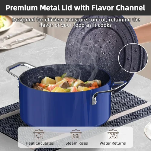 Miniatura 4 de Nuwave Lux - Juego de utensilios de cocina ligeros forjados de 13 piezas, sin PFAS, revestimiento de cerámica saludable G10 Duralon, ultra Azul
