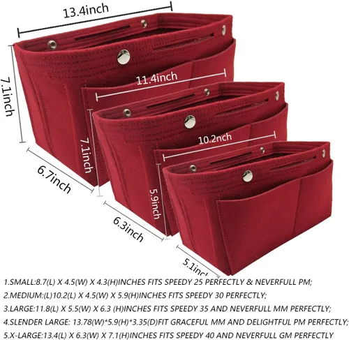 Miniatura 13 de LEXSION Organizador de fieltro para bolso – Bolsa de bolsillo múltiple en bolsa organizadora
