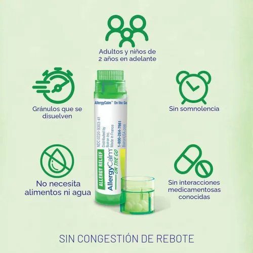 Miniatura 4 de Boiron AllergyCalm On the Go para aliviar la alergia y la fiebre del heno síntomas de estornudos, secreción nasal y picazón en los ojos o garganta