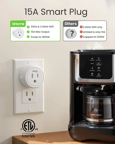 Miniatura 3 de GHome Smart Enchufe inteligente WiFi 5G 15A compatible con Alexa y Google Home, temporizador de salida, temporizador de salida WiFi para el hogar