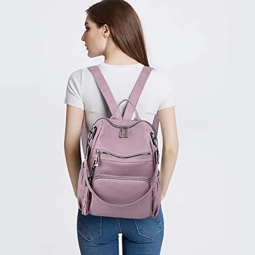 Miniatura 2 de UTO Mochila de cuero vegano para mujer, diseño de moda, convertible con borla, para viajes, con borla