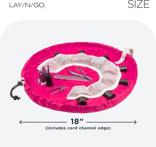 Miniatura 5 de Lay-n-Go NailSpa - Bolsa de cosméticos con cordón - Organizador portátil de suministros para uñas con 8 bolsillos elásticos de malla y centro What A