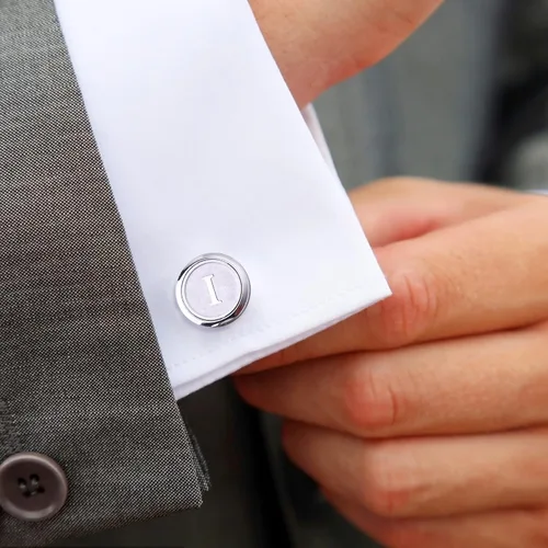 Miniatura 5 de THUNARAZ Juego de gemelos con inicial y clip de corbata para hombre, gemelos personalizados del alfabeto A-Z y barra de corbata con caja de regalo