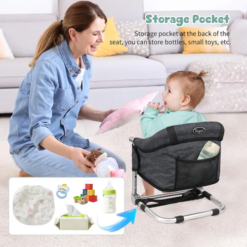 Miniatura 8 de Asiento elevador para mesa de comedor, silla elevadora portátil 3 en 1 con hebilla de seguridad, asiento de alimentación de bebé ajustable y Negro