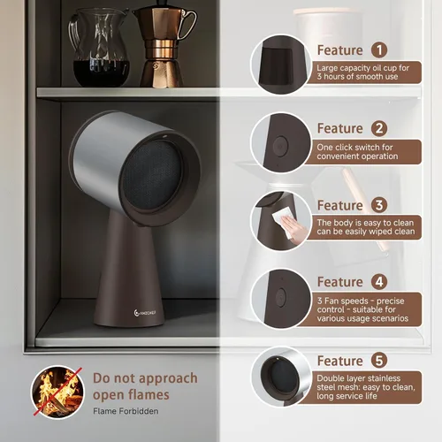 Miniatura 6 de AMZCHEF Campana extractora portátil, ventilador extractor de cocina de 3 velocidades con luz, bajo ruido, filtro de aluminio desmontable, taza