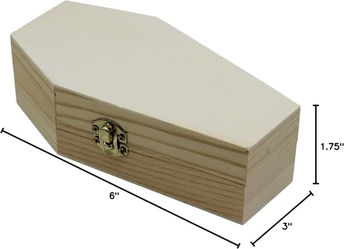 Miniatura 6 de Creative Hobbies Ataúdes funerarios pequeños de madera sin terminar de 6 pulgadas, tamaño de 6 x 3 x 1.75 pulgadas, rellenables para fiestas