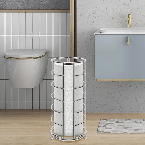 Miniatura 7 de NearMoon soporte organizador de papel higiénico, soporte independiente para 3 rollos de almacenamiento de tisú, accesorio de baño de metal, soporte