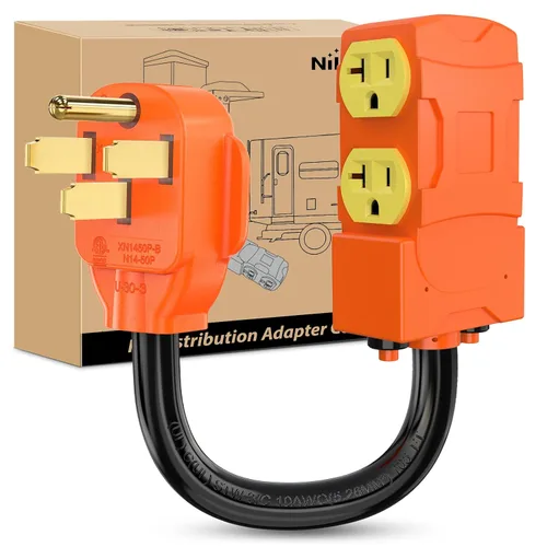 Miniatura 48 de Nilight - 50033R Adaptador de enchufe RV de 18 pulgadas, 50 amperios a 30 amperios, adaptador eléctrico de Dogbone de alta resistencia con mango 115G