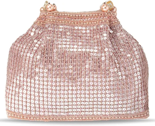 Miniatura 6 de Aheli Bolsos indios Potli para mujer bolso de noche embrague étnico novia monedero con cordón