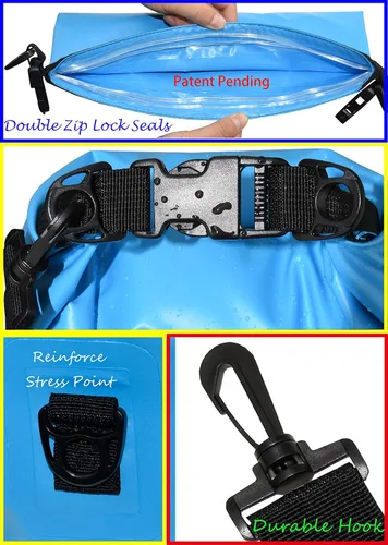 Miniatura 3 de Freegrace - Juego de 3 bolsas secas impermeables, bolsa seca con 2 cierres y correa de hombro desmontable; bolsa de cintura y funda para teléfono