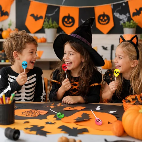 Miniatura 5 de Fruidles Paletas de calavera para Halloween, Día de los Muertos, caramelos duros, envueltos individualmente (paquete de 48)
