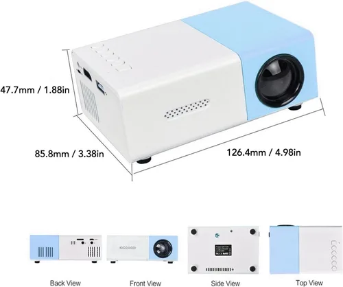 Miniatura 8 de Mini proyector, proyector de película portátil Full HD de 1080P con múltiples puertos, defiende la fuerza visual débil de la luz, diseño compacto