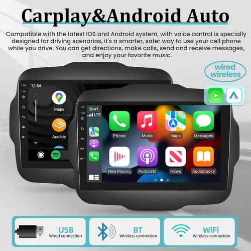 Miniatura 4 de Radio de coche Android para Jeep Renegade 2015-2020 con DSP, Apple Carplay inalámbrico y Android Auto de 9 pulgadas, pantalla táctil, estéreo