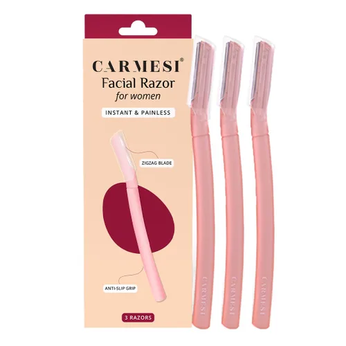 Carmesi Maquinilla de afeitar facial para mujer, depilación facial sin dolor y precisión, para pelusas de melocotón, cejas, barbilla y labio