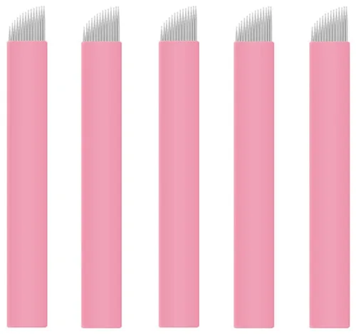 Miniatura 8 de XIAOYU 50 agujas desechables para microblading de cejas, cuchillas de maquillaje de microcuchillas de tatuaje para suministros de maquillaje