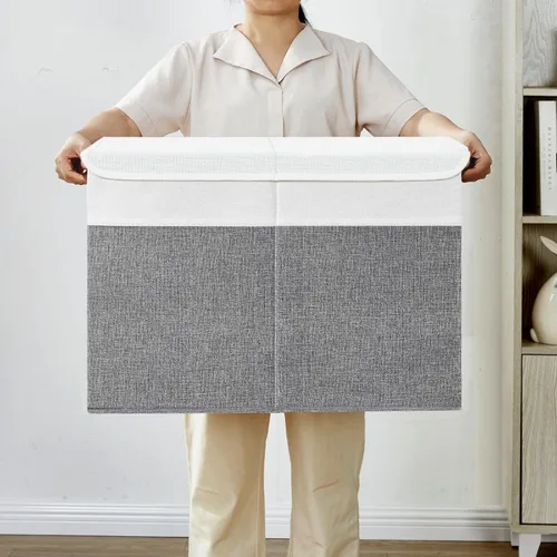 Miniatura 8 de Bagnizer Caja grande de almacenamiento de juguetes con tapas, organizador plegable y resistente de almacenamiento para bebés, para niños, niñas