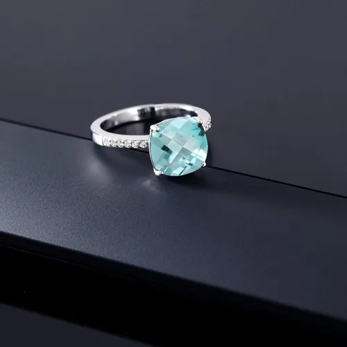 Miniatura 77 de Gem Stone King Anillo de compromiso de plata de ley 925 con piedra preciosa de corte cojín de 0.39 pulgadas Anillo de compromiso de aniversario