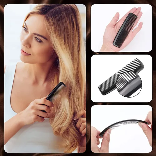 Miniatura 4 de Paquete de 100 peines envueltos individualmente, negro (100), plástico, peine para el cabello, para hotel, Airbnb, refugio, sin hogar, hogar