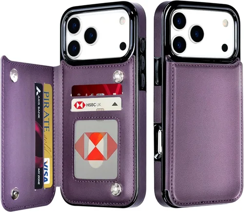Miniatura 15 de Bizzib para iPhone 16 Plus funda tipo billetera con soporte para tarjetas, funda protectora a prueba de caídas y golpes de poliuretano premium