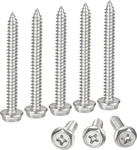 Miniatura 14 de uxcell Phillips - Tornillos autorroscantes para arandela hexagonal, M6 x 0.984 in, acero inoxidable 304, brida hexagonal, 25 piezas