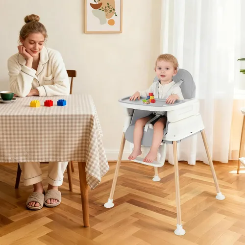 Miniatura 2 de Silla alta 5 en 1 para bebé, silla elevadora convertible y de juego, portátil, plegable, ligera, fácil de limpiar con bandeja, para bebés de 6 a 36