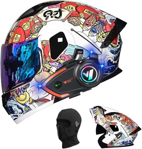 Miniatura 37 de Cascos de motocicleta para hombre, aprobado por DOT, casco de motocicleta de cara completa para adultos, casco de motocicleta con doble visera, D
