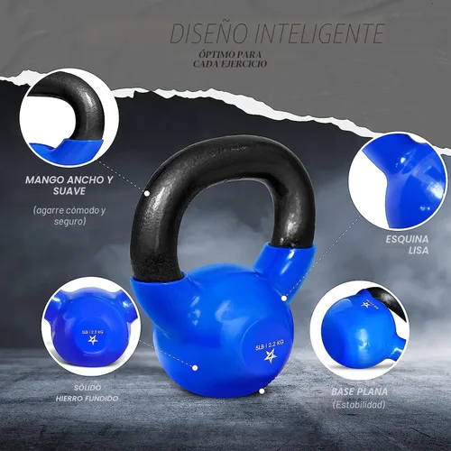 Miniatura 3 de Yes4All Pesa rusa, pesas rusas de hierro fundido con revestimiento de vinilo de 5-100 LB para entrenamiento de fuerza para ejercicios de gimnasio