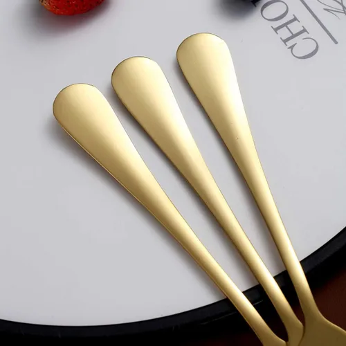 Miniatura 6 de Berglander - Juego de 4 tenedores dorados chapados en oro de titanio de acero inoxidable de 7.9 pulgadas, tenedores y cucharas, cubiertos