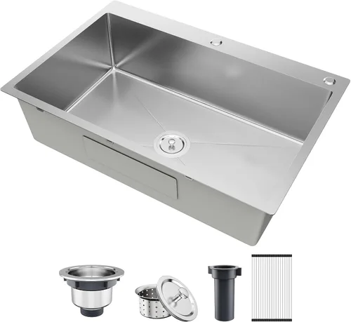 Miniatura 13 de 23.6 x 17.7 Pulgadas Fregadero de Cocina de Caída, Fregaderos de Cocina de Acero Inoxidable con Nano-Revestimiento, Fregadero de Un Solo Tazón de 8